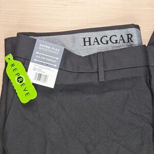 Haggar Men's Charcoal Dress Pants with Flex Waistband